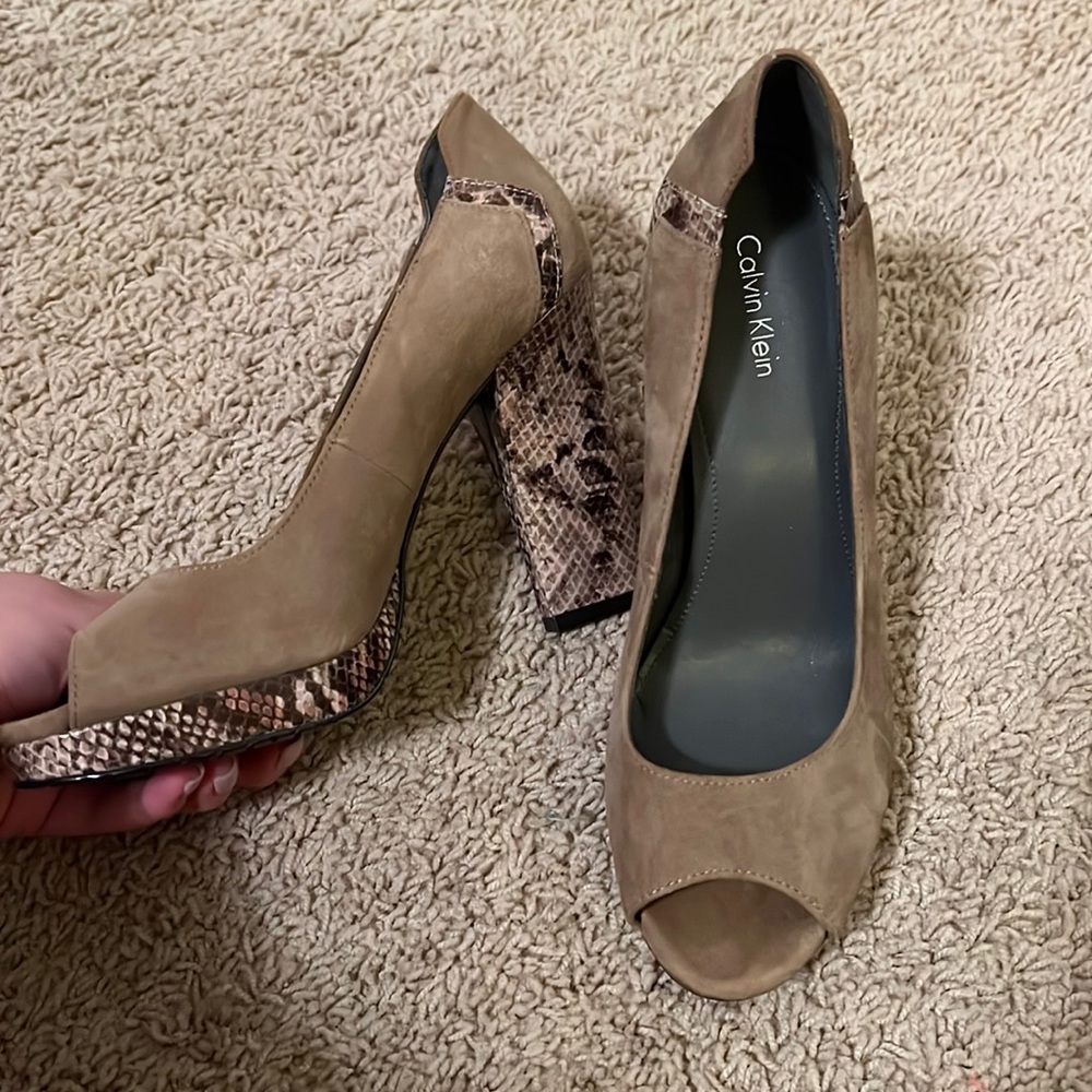 Calvin Klein snake skin heels